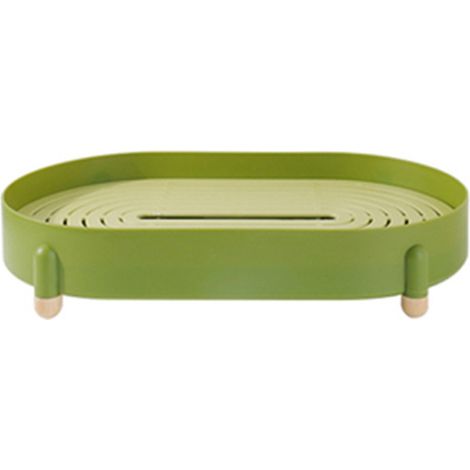 Plateau à thé design simple, double étage, couleur unie, trous d'égouttage, plateau en plastique détachable pour service de thé vert. (1/5)