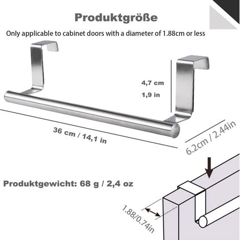 Toallero sin taladrar, soporte para toallas, para baño y dormitorio, 36 cm, plateado
