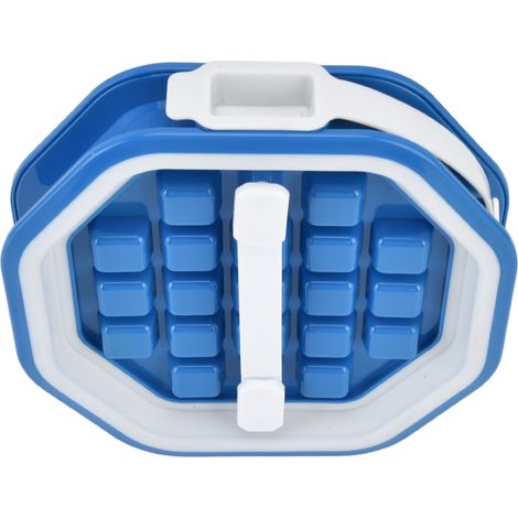 Moule à glaçons diamant 2-en-1, pliable et rétractable, bleu, seau à glaçons portable, tiroir coulissant, usage domestique (1/5)