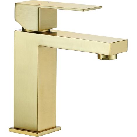 Robinet Lavabo Carré Monocommande Levier Unique, Vasque à Poser Design Moderne (1/3)