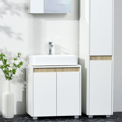 Mueble para Debajo del Lavabo Armario Bajo con 2 Puertas y Almacenamiento Interior 57x33x60 cm Blanco (1/5)