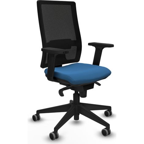 Horna sincro malla negra similpiel azul claro brazos 2D base piramidal  ruedas 65mm engomadas (1/5)