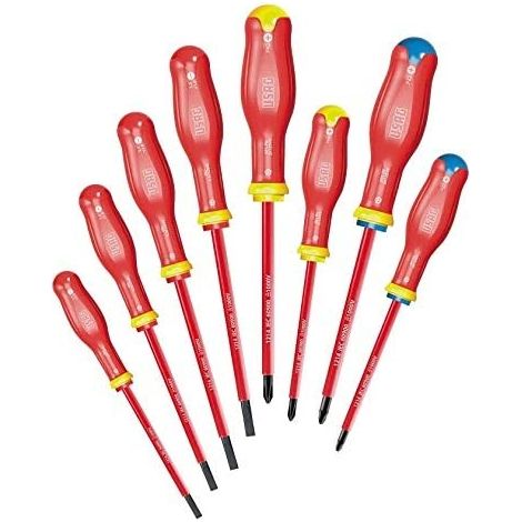 USAG 091 SH8 SERIE DI 8 GIRAVITI CACCIAVITI ISOLATI 1000 VOLT PER ELETTRICISTI