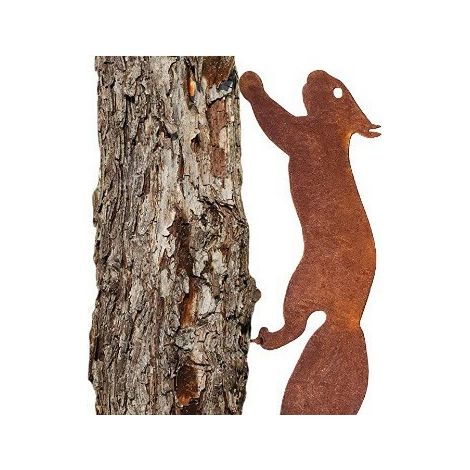 BEBUSINGOTO 32 cm - Écureuil pour Arbre - Décoration de Jardin en métal - Patine Rouille Naturelle， Decoration Jardin Rouille (1/5)