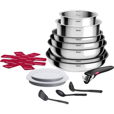 Batterie de cuisine Tefal Ingenio Cook Eat set Inox 15p Casseroles, poeles et ustensiles L881SF04