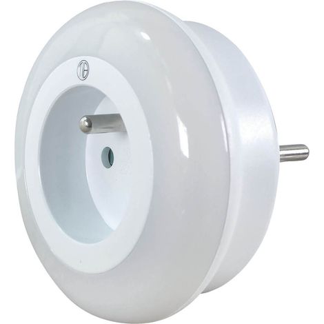 Veilleuse LED 2W, 12 lumens, 3500K blanc-chaud, avec prise, crépusculaire - Tibelec