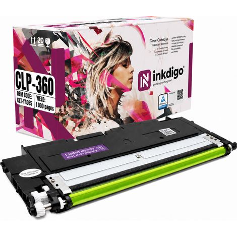 Toner Inkdigo CLT-Y406S compatibile con Samsung CLP-360, CLP-365, Xpress, C410W, certificato TÜV. (1/5)