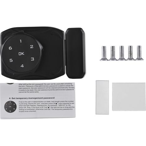 Serratura Elettronica per Vetri 3-12mm – Senza Chiavi, Ricarica USB-C – Lega di Zinco Nera, Design Moderno – Ideale per Vetrine e Cassetti (1/5)