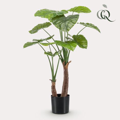 Plante Artificielle Alocasia Oreille d'Éléphant Décoration Tropicale Intérieur 110 cm - PANGIVO (1/5)