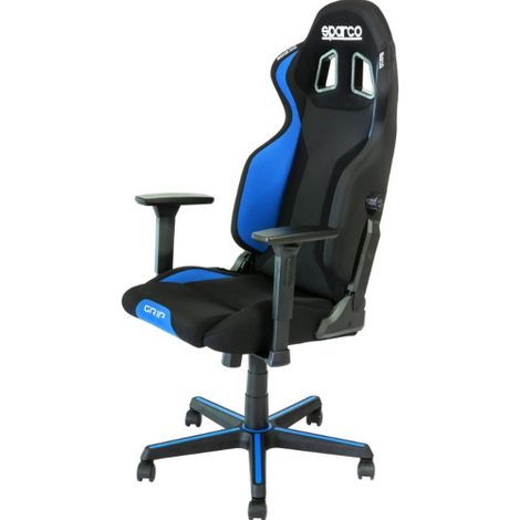 Sparco poltrona grip nero azzurro 2019 con sistema antiribaltamento blocco schienale sedia da ufficio gaming