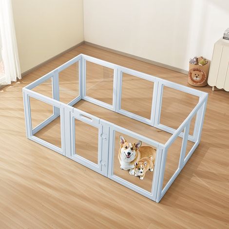Parc de mise bas pour chien, caisse de naissance avec fenêtres transparentes et serrure, 193x124,5x76,5 cm, grand espace (1/5)