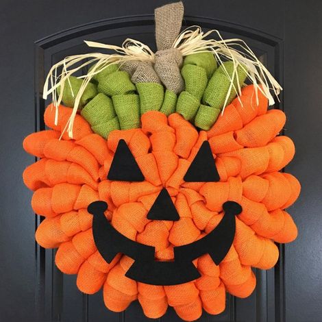30 cm – Kürbiskranz aus Jute für Halloween, als Dekoration für die Haustür, für Herbstfeste und als Accessoire (1/4)