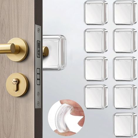 10 Stück Türstopper Wand Transparent, Verdickt Türklinkenpuffer, Türstopper Wand Selbstklebend, Türstopper Klinke, für Tür, Wände, Tastatur Stoßabsorbierende Wandschutz(Quadrat 4,2x4,2x1cm) (1/5)