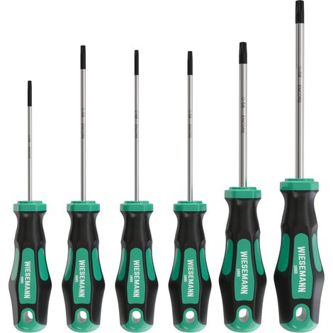 Lot 6 pcs. tournevis TX pour vis Torx avec pointe ENSURE en acier Q-50 de I T10, T15, T20, T25, T30, T40 I Avec pointe magnétique I 81147 (1/5)