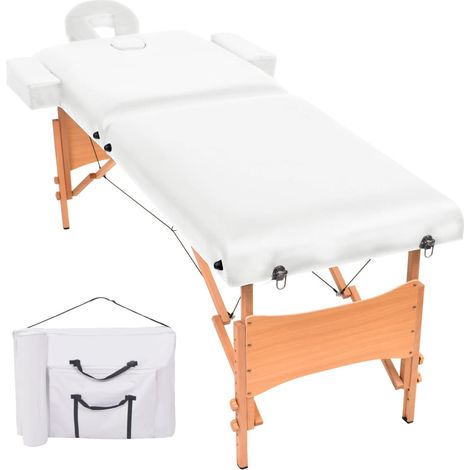 Table de massage pliable à 2 zones avec assise de 10 cm, blanche (1/5)