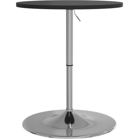 Table d’appoint multifonction table de bar hauteur réglable 69-90 cm diamètre 60 cm en bois d'ingénierie noir et acier chromé DEC036493