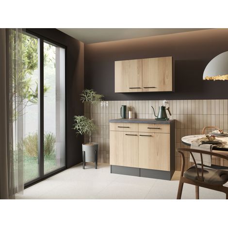 Sideboard Küchenschrank Oberschrank 100 cm Artisan Eiche Grau Oliver Respekta