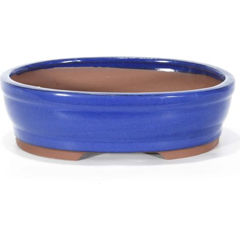 Vaso bonsai smaltato ovale cm. 25 Blu (1/2)