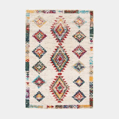 Décoweb – Tapis berbère multicolore 160 x 230 cm – 100% polypropylène – Épaisseur 30 mm – Dossier jute et polyester – Oeko-Tex Standard 100