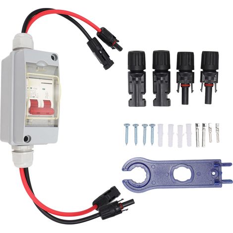 Eosnow Leistungsschalter MCB 2P DC 500 V 32 A Trennschalter mit wasserdichtem IP65-Verteilerkasten mit Kabel und PV-Anschluss