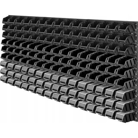 KADAX Werkstattwandregal, Wandplatten, 174 x 78 cm, Schwarz, 135 tlg.