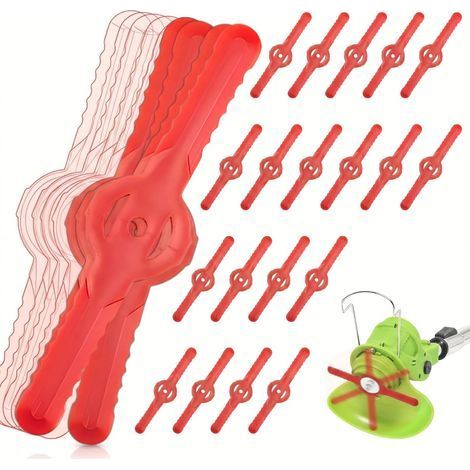 100 Lames Plastique Coupe Bordure 14cm, Polyéthylène Haute Densité, Trou 5mm, Pour Débroussailleuse Et Tondeuse De Jardin (1/5)