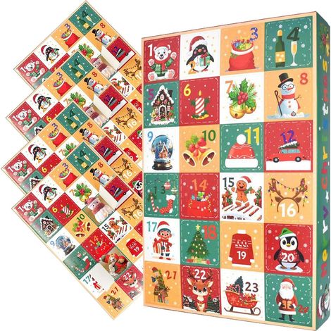 Calendrier de l'Avent réutilisable, vide et festif, composé de 5 pièces Calendrier de l'Avent de 24 jours Idéal pour les réunions de famille, les fêtes, les vacances, les soirées, les adultes et les (1/5)