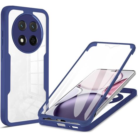 Coque pour Honor Magic 7 Lite 5G/Magic7 Lite, Protection D'écran Intégrée Housse Antichoc Militaire Double Face, Case Bumper Anti-Rayures en Silicone Transparent à 360°. Bleu (1/5)