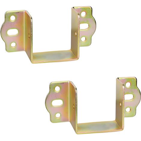 Supports Fixation Central pour Rail de Lit Suspension de Solive en Bois Largeur 50 mm Metal Connecteurs Raccord pour Cadre de Lit Chromé Jaune 2 pièces (1/5)