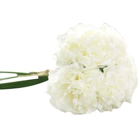 Lot de 5 pivoines artificielles en soie, aux couleurs vives et décoratives, idéales pour un anniversaire.blanc (1/5)