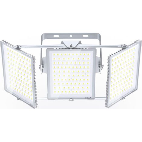 Projecteur LED extérieur 750W 2025 Plus Nouvelle Version Mis à Jour, 75000 LM, Blanc Lumière du Jour 6000K, Étanche IP66, 3 Têtes Réglables, Éclairage de Sécurité Extérieur pour Cours, Gris