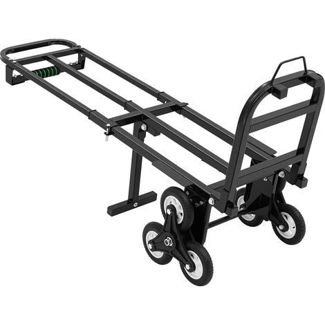 Carro de mano, capacidad de carga de 209 kg, diseño plegable, sistema de 6 ruedas, altura ajustable, construcción de acero duradera. (1/5)