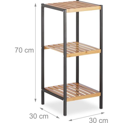 Estantería de pie práctica con 3 niveles 70 x 30 x 30 cm para espacio de almacenamiento decorativo en bambú natural 130009432 (1/4)