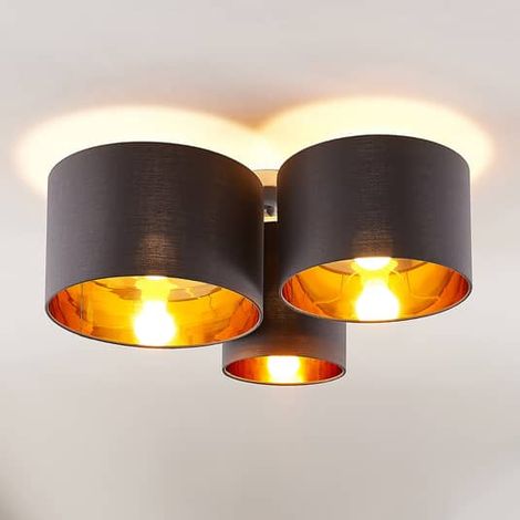[NEUWERTIG] B-Ware Lindby Laurenz Deckenlampe Deckenlampe Lampe Leuchte 60 W E27 3 Fl., Grau Gold
