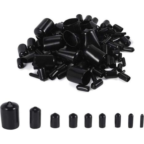 160 Capuchons de Protection en Caoutchouc Souple pour Filetage de Vis Assortis en 9 Tailles Rondes (1/4)