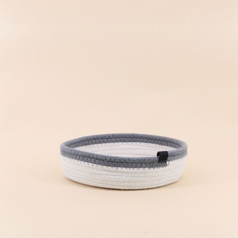 Panier en corde blanc détail gris 25x7,5cm (1/3)