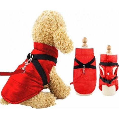 Winter Dog Coats Waterproof Warm with Harness Hole, Puppy Jacket Vest Clothes Costume Clothes for Winter for Small Dogs Pet,Red,L (1/5)
