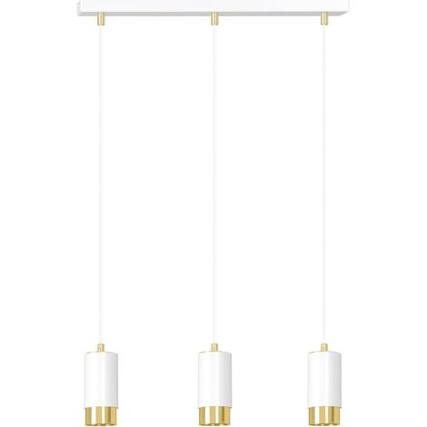 Lampada a Sospensione Fumiko, Acciaio verniciato a polvere, Bianco, Oro, 45x100x6 cm (1/5)