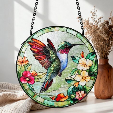 Vitrail colibri attrape-soleil 16 cm décoration suspendue fenêtre cadeau grand-mère (1/5)