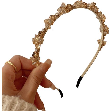 Bandeau en cristal pour femme, orné de strass, diadème de perles de quartz, bandeau de princesse (1/5)