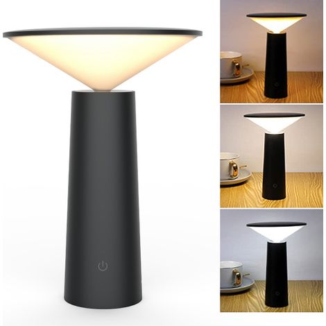 Lampe de table LED sans fil, lampe de bureau rechargeable, lampe de chevet à intensité variable en continu à 3 températures de couleur, angle réglable (1/5)