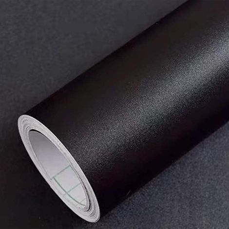 Papier peint noir et blanc mat, papier peint uni noir et blanc, revêtement adhésif vinyle pour étagères et tiroirs, papier peint amovible pour comptoirs (1/5)