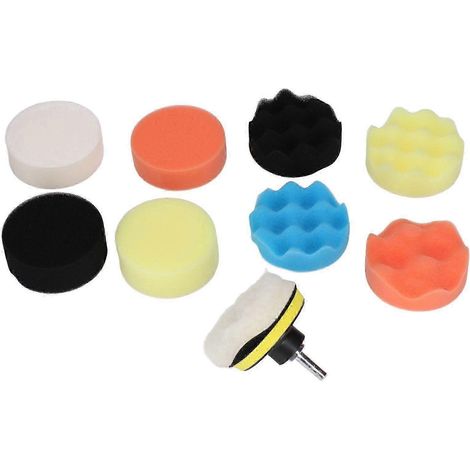 Ensemble de 11 tampons de polissage en mousse pour voitures, compatibles avec les perceuses, pour le polissage et le lustrage. Qualité supérieure. WHBYV (1/4)