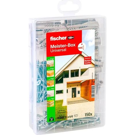 Scatola organizer fischer meister-box universal 150 pezzi plastica trasparente