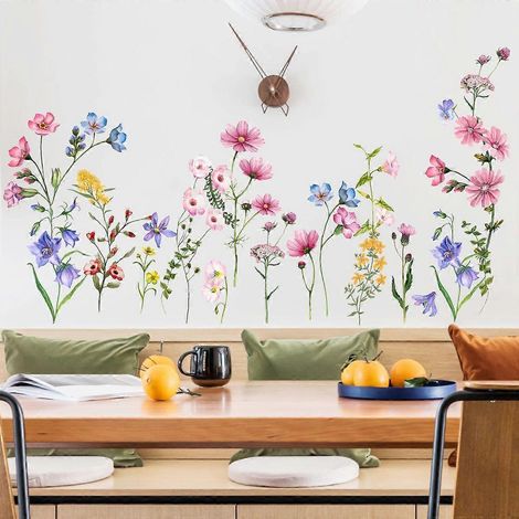 Stickers muraux fleurs violettes pour chambre, salon ou bureau (1/5)