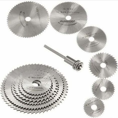 Nouveau 7pc HSS lames de scie outil rotatif, Circulaire en bois de coupe lame de scie Disques pour Dremel Outil rotatif Mandrin avec tige d'extension 1/8(3.175mm) (1/4)
