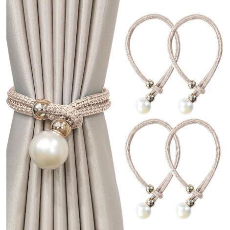4 Pieces Tiebacks for Curtains, Tiebacks for Curtains Large Beads for Home Decoration, Office Etc. (Champagne) (1/5)