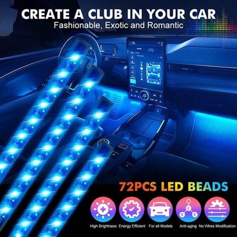 Lumière d'ambiance LED automatique USB-Anschluss Sprachgesteuert RGB-Fußraumlicht pour la décoration intérieure (1/4)