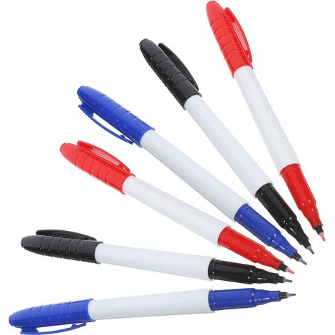 Marqueurs Effaçables à Sec Pointe Fine 0,5mm Lot de 6 Légers et Faciles à Utiliser pour Tableau Blanc en Plastique pour Bureau et École (1/5)