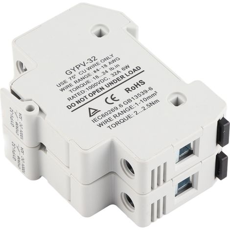 Porte-fusible 2P 32A pour installations photovoltaïques avec fusibles 20A 1000VDC (1/5)
